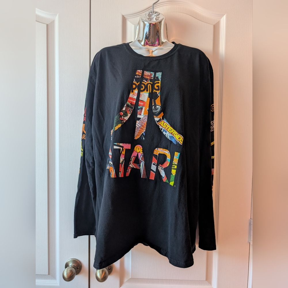 ATARI Long Sleeve T Shirt w/ Classic Games Asteroids Pong Centipede Men's XL